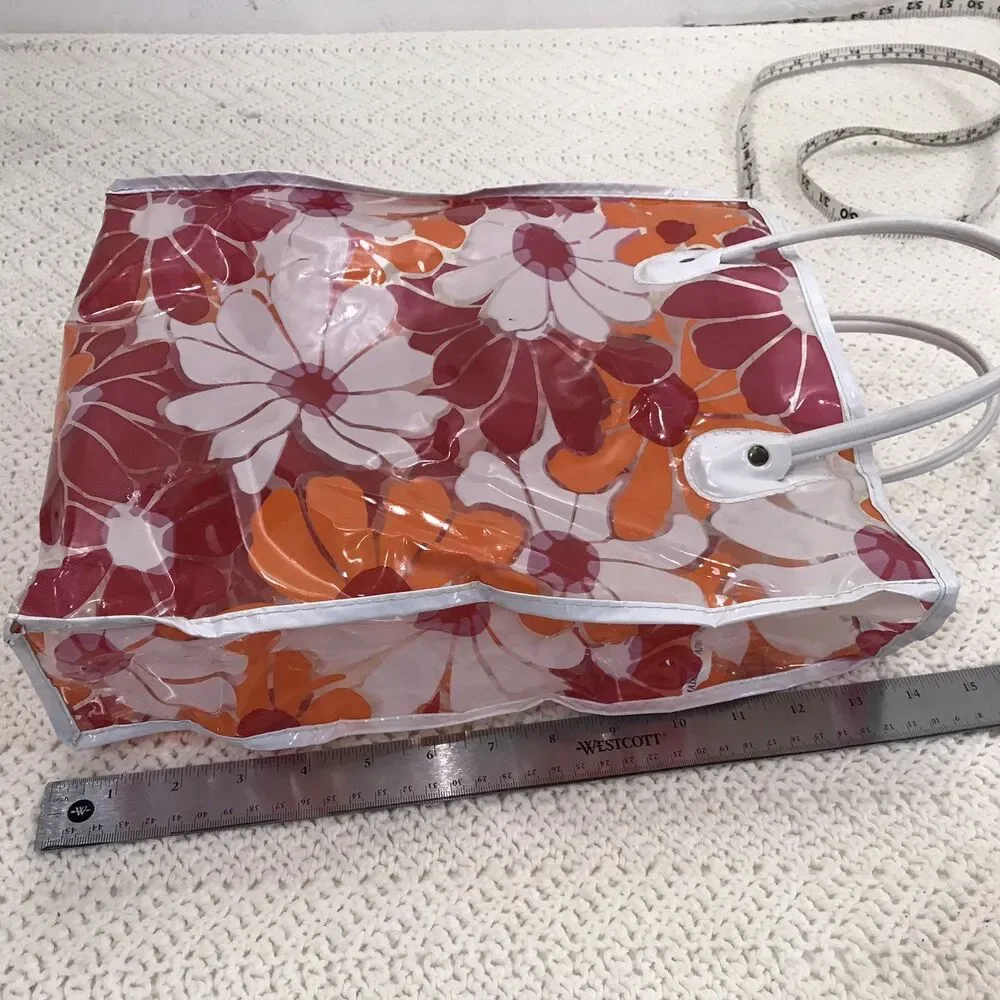 Vintage Retro Vinyl Tote 20.5 x 14.5 Inches 1960’S-1970’S Flower Hippy Boho Bag